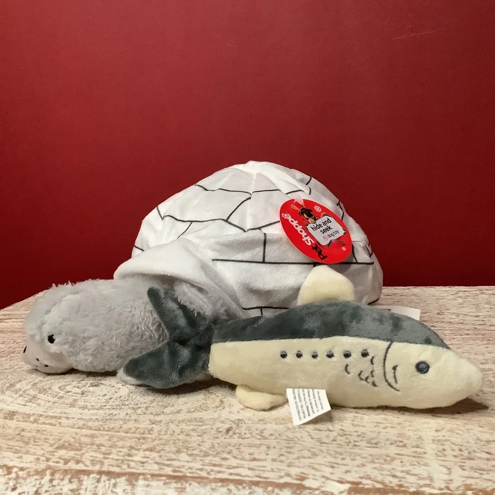 Pet Shoppe Igloo Plush Dog Toy Play Hide & Seek With Seal & Shark. It Cr…